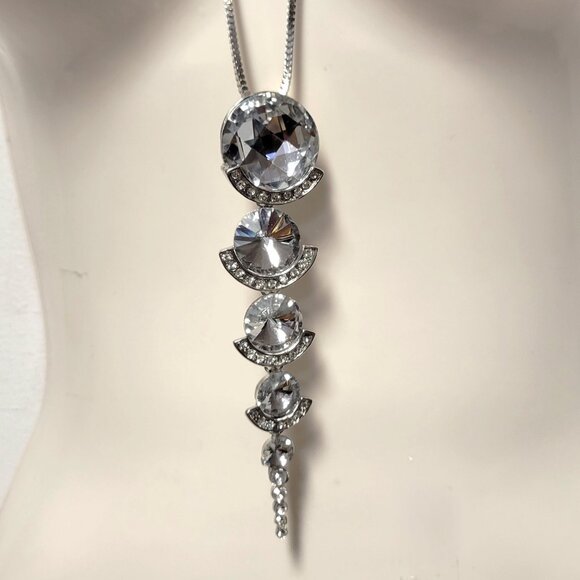 Crystal Teardrop Pendant Necklace STATEMENT Crystal Pendant Necklace - Picture 4 of 13